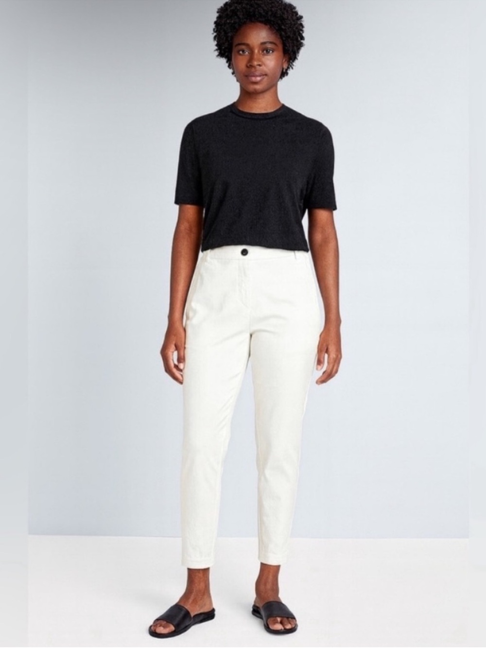 Eileen Fisher Organic Cotton White Ankle Slim Pants NWT